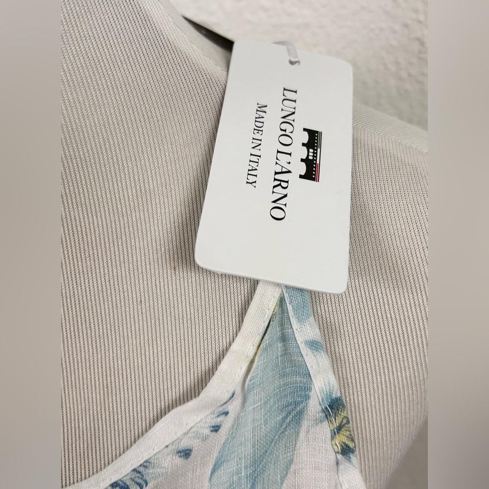LUNGO L'ARNO LINEN Blue TROPICAL PRINT DRESS NEW Various Sizes MADE IN ITALY - Picture 4 of 7